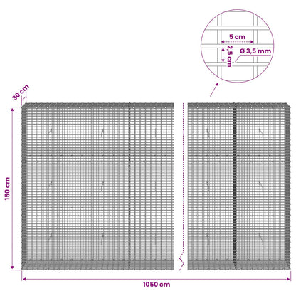 Gabion with 3.5 mm Wire and 5x2.5 cm Mesh 1050x30x150 cm