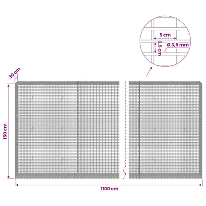 Gabion with 3.5 mm Wire and 5x2.5 cm Mesh 1100x30x150 cm