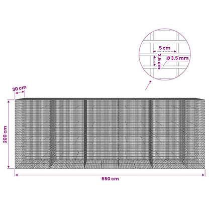 Gabion with 3.5 mm Wire and 5x2.5 cm Mesh 550x30x200 cm