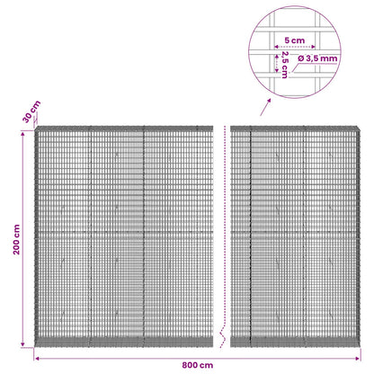 Gabion with 3.5 mm Wire and 5x2.5 cm Mesh 800x30x200 cm