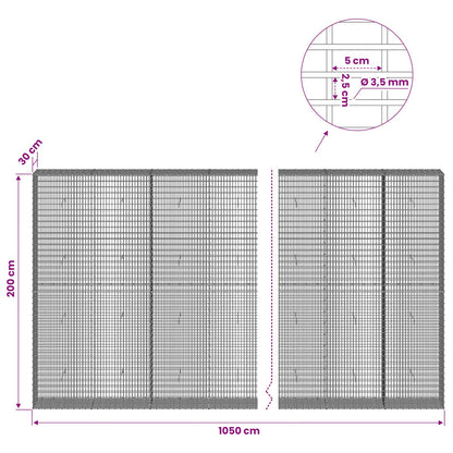 Gabion with 3.5 mm Wire and 5x2.5 cm Mesh 1050x30x200 cm