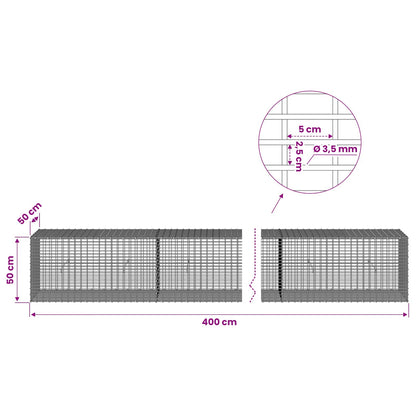 Gabion with 3.5 mm Wire and 5x2.5 cm Mesh 400x50x50 cm