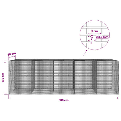 Gabion with 3.5 mm Wire and 5x2.5 cm Mesh 500x50x150 cm