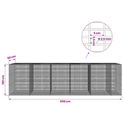 Gabion with 3.5 mm Wire and 5x2.5 cm Mesh 550x50x150 cm
