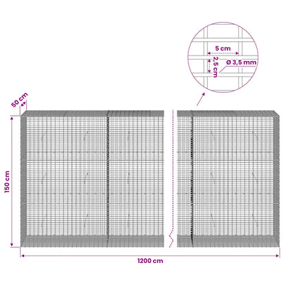 Gabion with 3.5 mm Wire and 5x2.5 cm Mesh 1200x50x150 cm