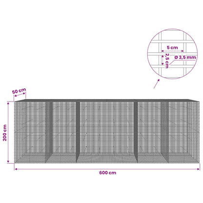 Gabion with 3.5 mm Wire and 5x2.5 cm Mesh 600x50x200 cm