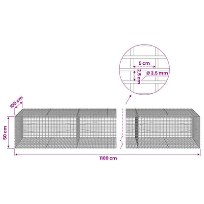 Gabion with 3.5 mm Wire and 5x2.5 cm Mesh 1100x100x50 cm