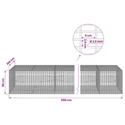 Gabion with 3.5 mm Wire and 5x2.5 cm Mesh 1150x100x50 cm