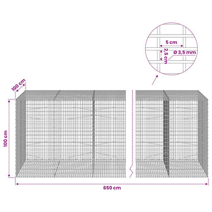 Gabion with 3.5 mm Wire and 5x2.5 cm Mesh 650x100x100 cm