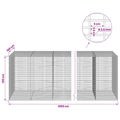 Gabion with 3.5 mm Wire and 5x2.5 cm Mesh 1050x100x100 cm