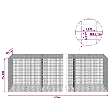 Gabion with 3.5 mm Wire and 5x2.5 cm Mesh 1100x100x100 cm