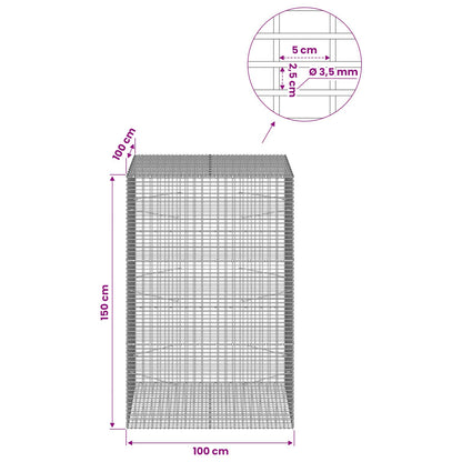 Gabion with 3.5 mm Wire and 5x2.5 cm Mesh 100x100x150 cm