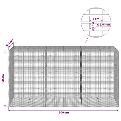 Gabion with 3.5 mm Wire and 5x2.5 cm Mesh 300x100x150 cm