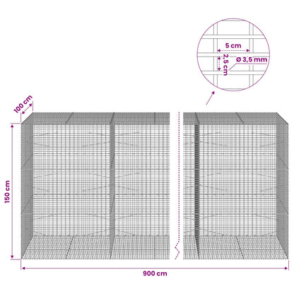 Gabion with 3.5 mm Wire and 5x2.5 cm Mesh 900x100x150 cm