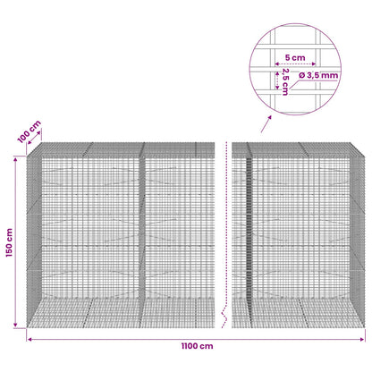 Gabion with 3.5 mm Wire and 5x2.5 cm Mesh 1100x100x150 cm