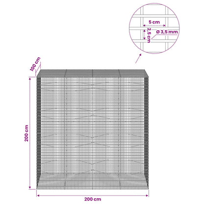 Gabion with 3.5 mm Wire and 5x2.5 cm Mesh 200x100x200 cm
