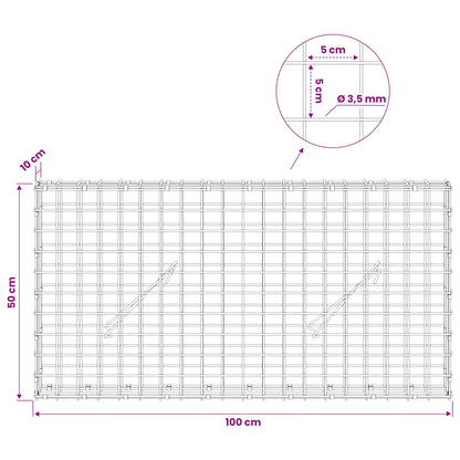 Gabion with 3.5 mm Wire and 5x5 cm Mesh 100x10x50 cm