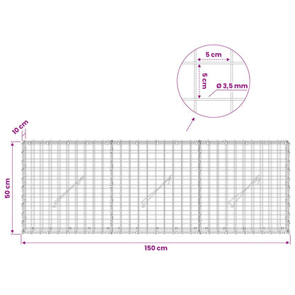 Gabion with 3.5 mm Wire and 5x5 cm Mesh 150x10x50 cm