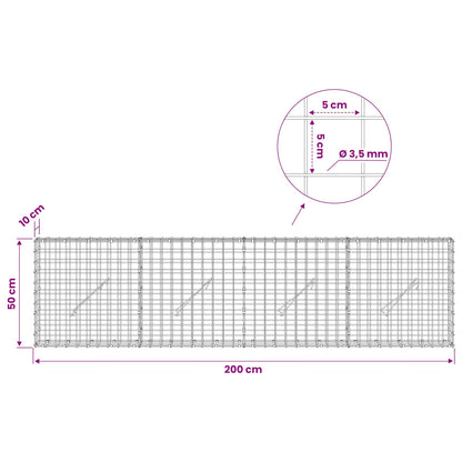 Gabion with 3.5 mm Wire and 5x5 cm Mesh 200x10x50 cm