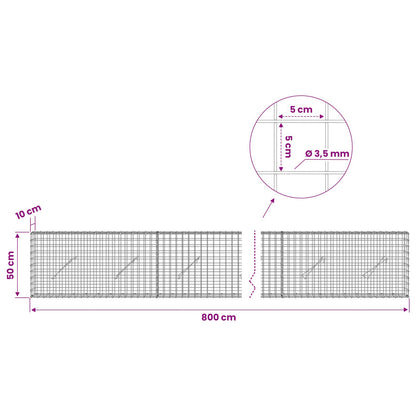 Gabion with 3.5 mm Wire and 5x5 cm Mesh 800x10x50 cm