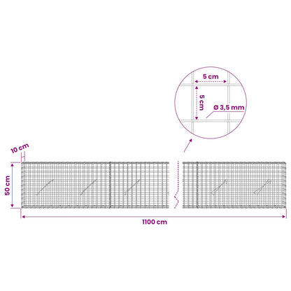 Gabion with 3.5 mm Wire and 5x5 cm Mesh 1100x10x50 cm