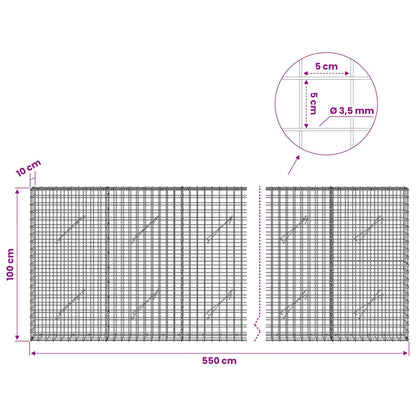 Gabion with 3.5 mm Wire and 5x5 cm Mesh 550x10x100 cm