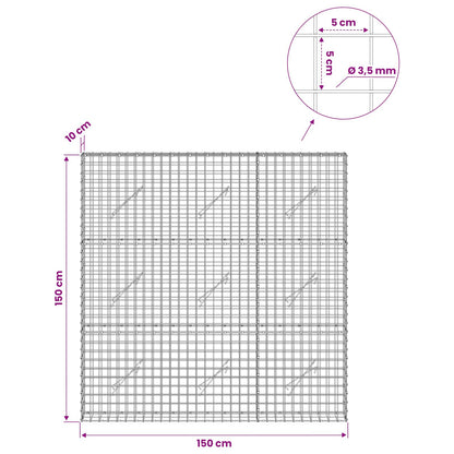 Gabion with 3.5 mm Wire and 5x5 cm Mesh 150x10x150 cm