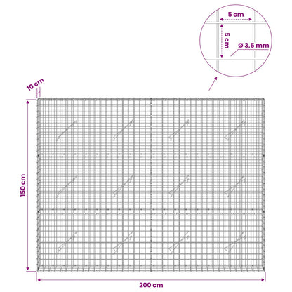 Gabion with 3.5 mm Wire and 5x5 cm Mesh 200x10x150 cm