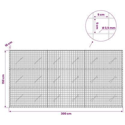 Gabion with 3.5 mm Wire and 5x5 cm Mesh 300x10x150 cm