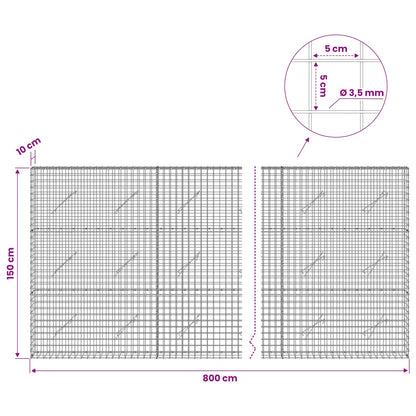 Gabion with 3.5 mm Wire and 5x5 cm Mesh 800x10x150 cm