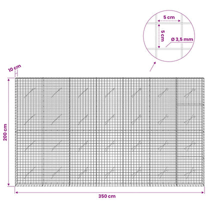 Gabion with 3.5 mm Wire and 5x5 cm Mesh 350x10x200 cm