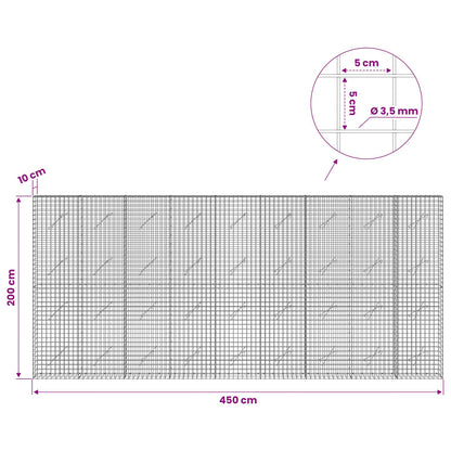 Gabion with 3.5 mm Wire and 5x5 cm Mesh 450x10x200 cm