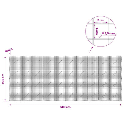 Gabion with 3.5 mm Wire and 5x5 cm Mesh 500x10x200 cm