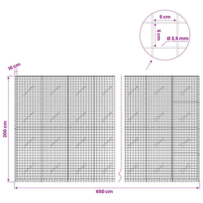 Gabion with 3.5 mm Wire and 5x5 cm Mesh 650x10x200 cm