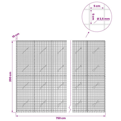 Gabion with 3.5 mm Wire and 5x5 cm Mesh 750x10x200 cm
