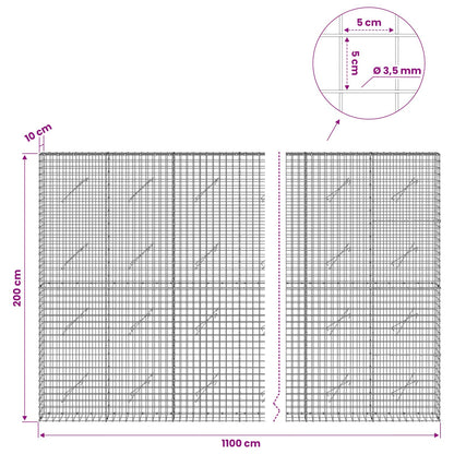 Gabion with 3.5 mm Wire and 5x5 cm Mesh 1100x10x200 cm
