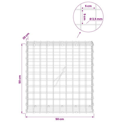 Gabion with 3.5 mm Wire and 5x5 cm Mesh 50x20x50 cm