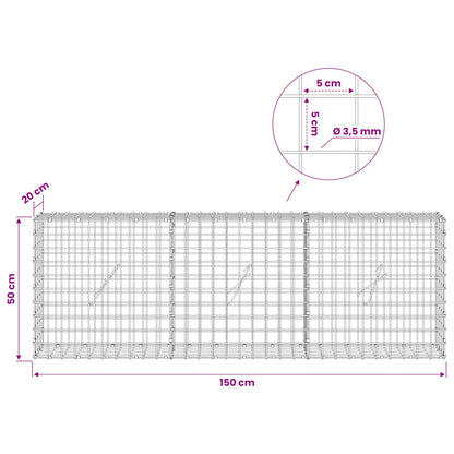 Gabion with 3.5 mm Wire and 5x5 cm Mesh 150x20x50 cm