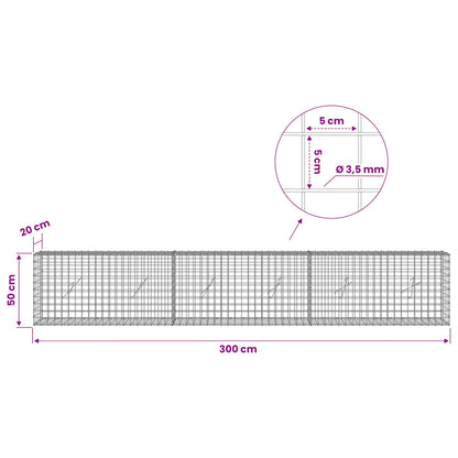 Gabion with 3.5 mm Wire and 5x5 cm Mesh 300x20x50 cm