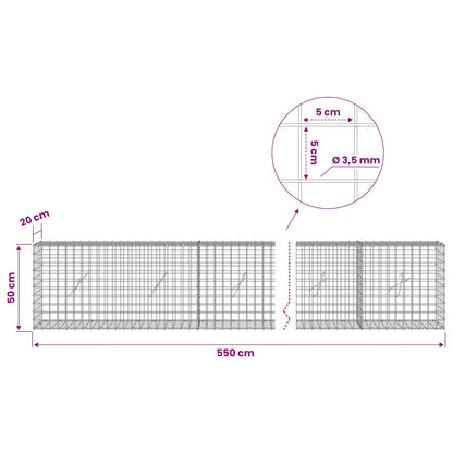 Gabion with 3.5 mm Wire and 5x5 cm Mesh 550x20x50 cm