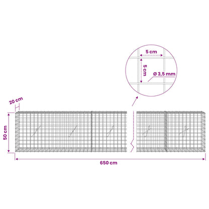 Gabion with 3.5 mm Wire and 5x5 cm Mesh 650x20x50 cm