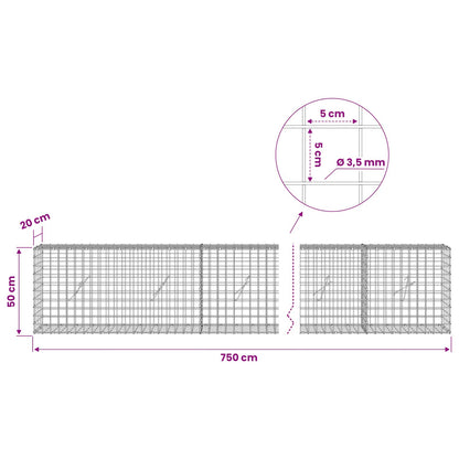 Gabion with 3.5 mm Wire and 5x5 cm Mesh 750x20x50 cm