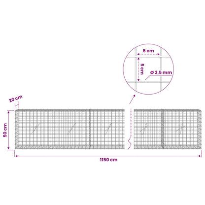 Gabion with 3.5 mm Wire and 5x5 cm Mesh 1150x20x50 cm