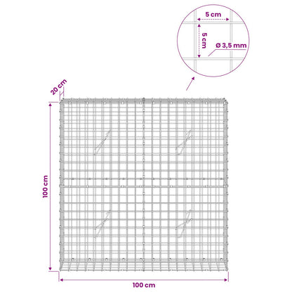 Gabion with 3.5 mm Wire and 5x5 cm Mesh 100x20x100 cm
