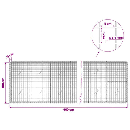 Gabion with 3.5 mm Wire and 5x5 cm Mesh 400x20x100 cm