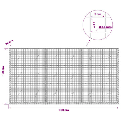 Gabion with 3.5 mm Wire and 5x5 cm Mesh 300x20x150 cm