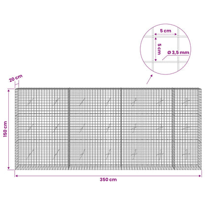 Gabion with 3.5 mm Wire and 5x5 cm Mesh 350x20x150 cm
