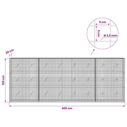 Gabion with 3.5 mm Wire and 5x5 cm Mesh 400x20x150 cm