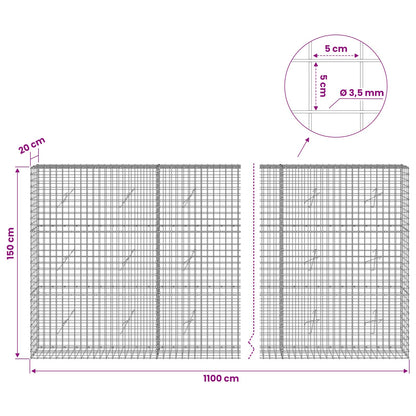 Gabion with 3.5 mm Wire and 5x5 cm Mesh 1100x20x150 cm