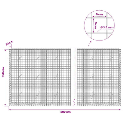 Gabion with 3.5 mm Wire and 5x5 cm Mesh 1200x20x150 cm
